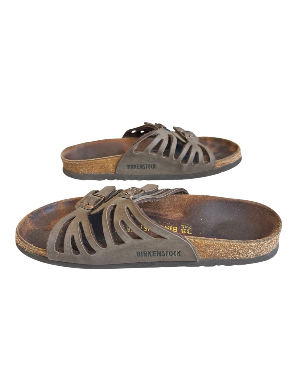 Birkenstock 38 Granada Sandals Brown Leather Round Toe Buckles Women's Size 7 - Picture 5 of 11